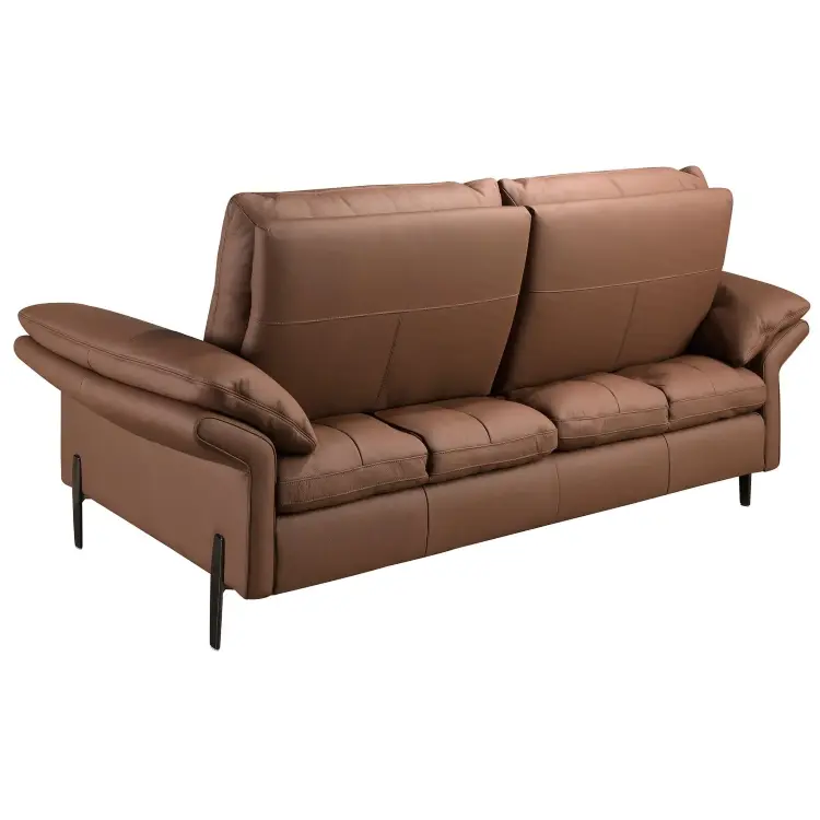 Коричневый кожаный 2-местный диван модель 6242