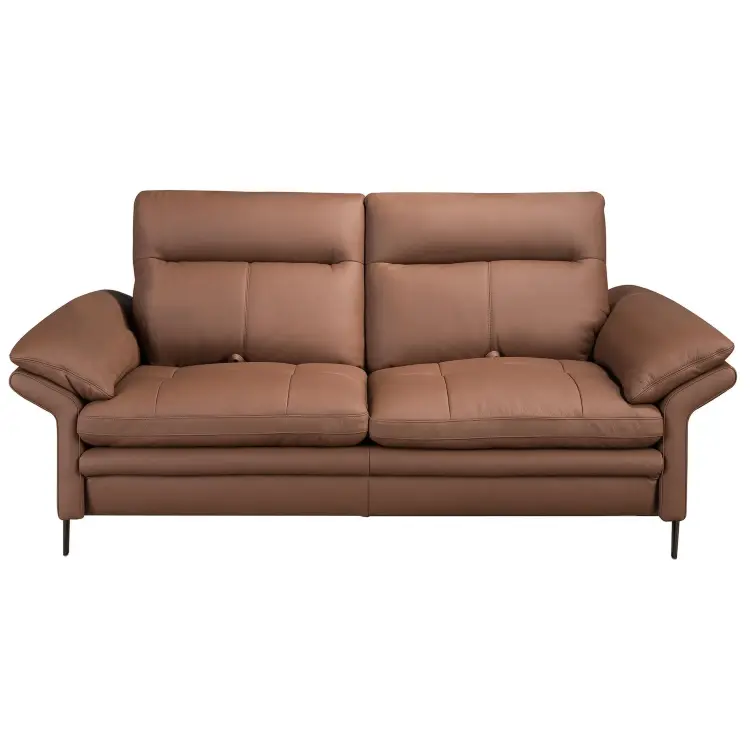 Коричневый кожаный 2-местный диван модель 6242