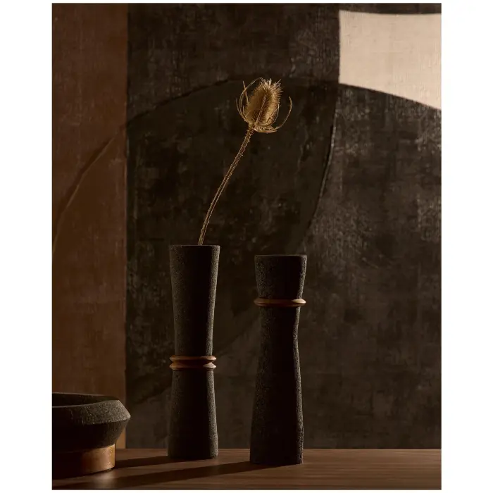 Naro Ваза из камня с 2 кольцами 30 см