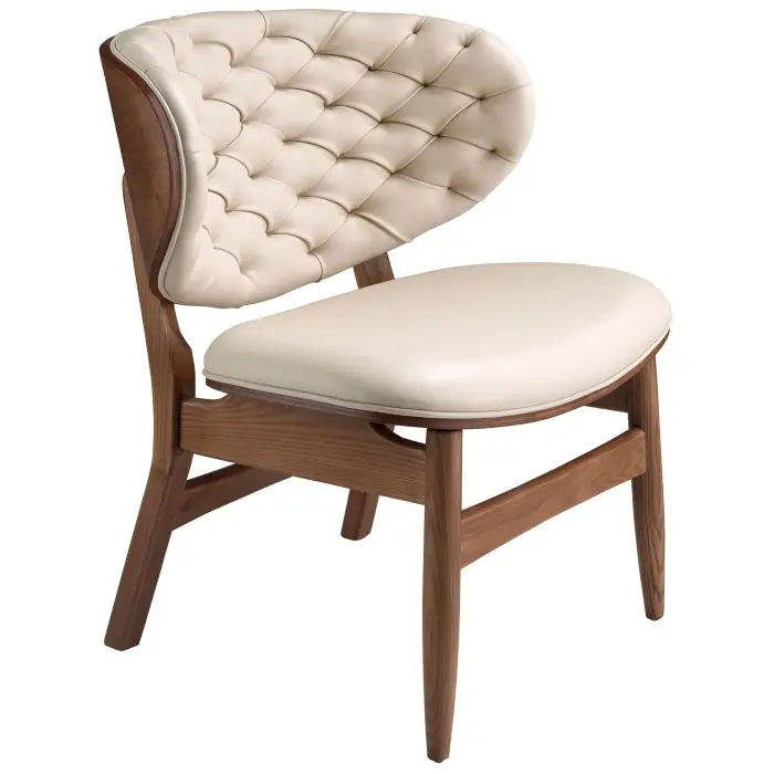 Кресло 5141 из ореха и экокожи песочного цвета