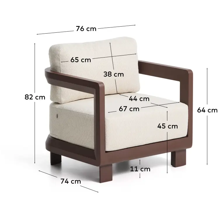 Уличное кресло Nerano из коричневого алюминия