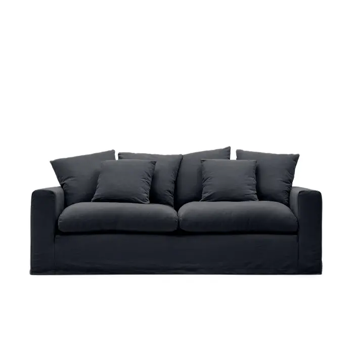 Nora Диван 3-х местный со съемным чехлом серо-антрацитовый из льна и хлопка