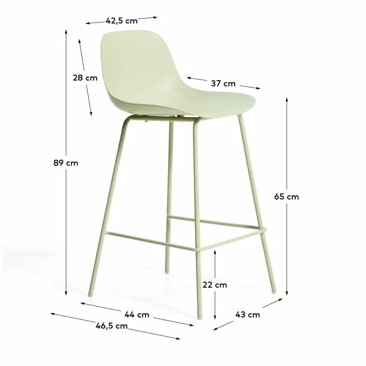 Полубарный стул Altea из пластика и стали бежевого цвета, 65 см