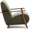 Кресло Meghan из зеленого шенилла и массива ясеня с отделкой под орех