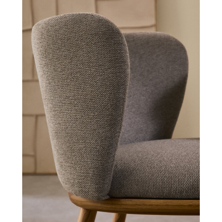 Ciselia Стул из коричневой синели и натурального массива ясеня