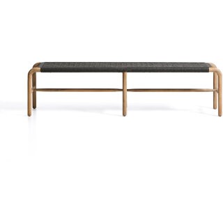 Скамейка Alipa из массива акации и веревки темно-серого цвета