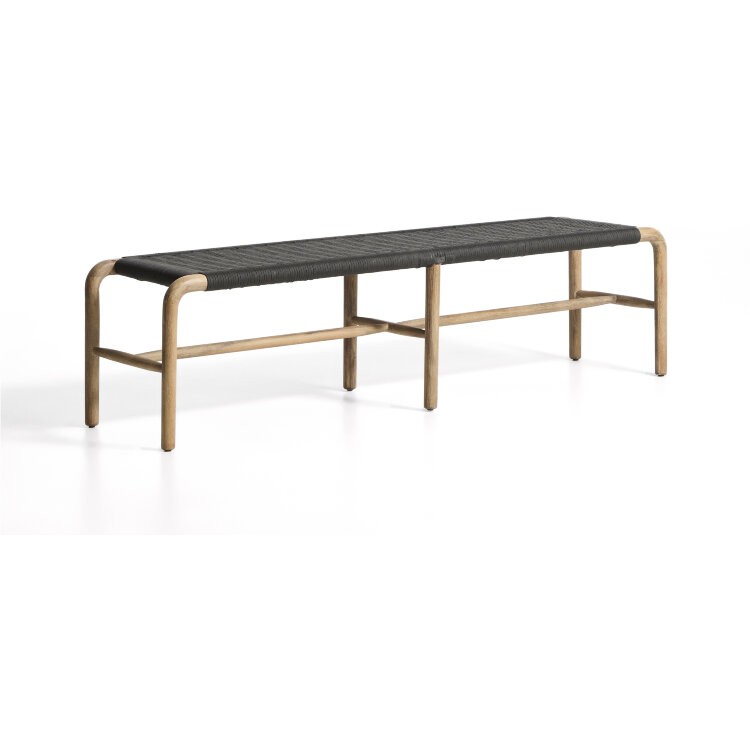 Скамейка Alipa из массива акации и веревки темно-серого цвета