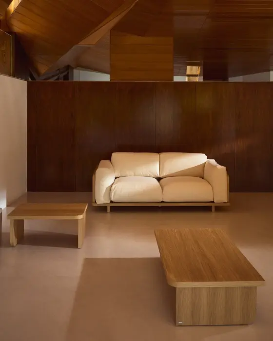 Oaq набор из 2 журнальных столиков из шпона дуба с натуральной отделкой