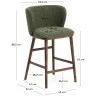 Полубарный стул Ciselia из темно-зеленого шенилла с ножками из ясеня в отделке орех