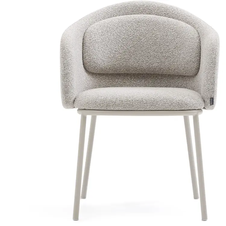 Стул Minda из плотной бежевой шенилловой ткани и стальными ножками бежевого цвета