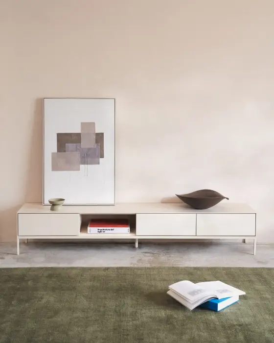 Vedrana Тумба под ТВ с 3 ящиками белый лак 195 x 35 см