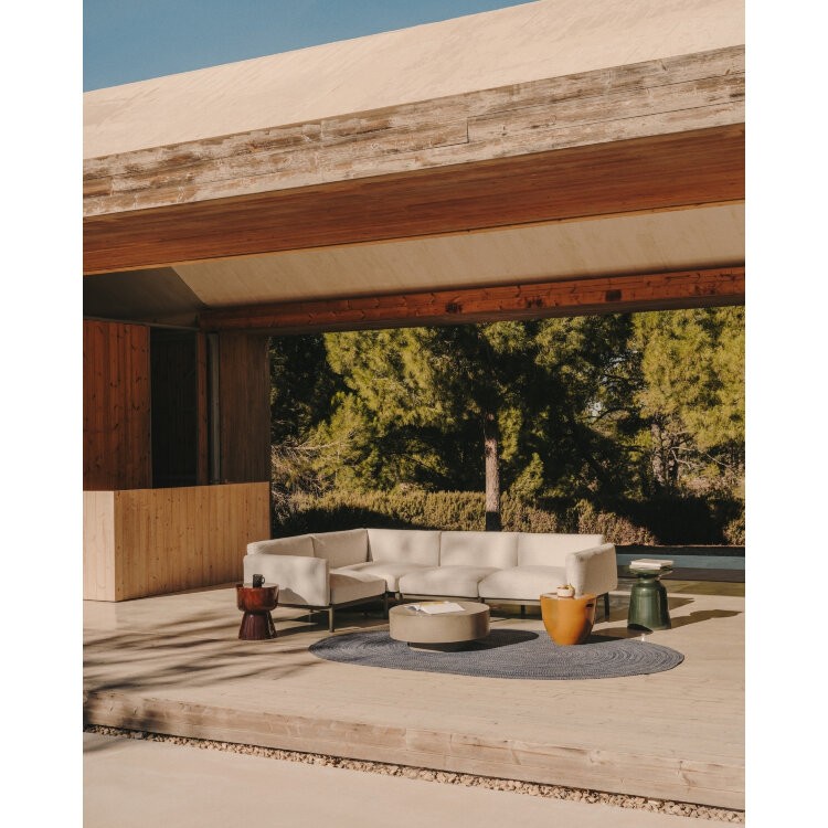 Sorells 5-местный угловой садовый диван из алюминия с зеленой отделкой