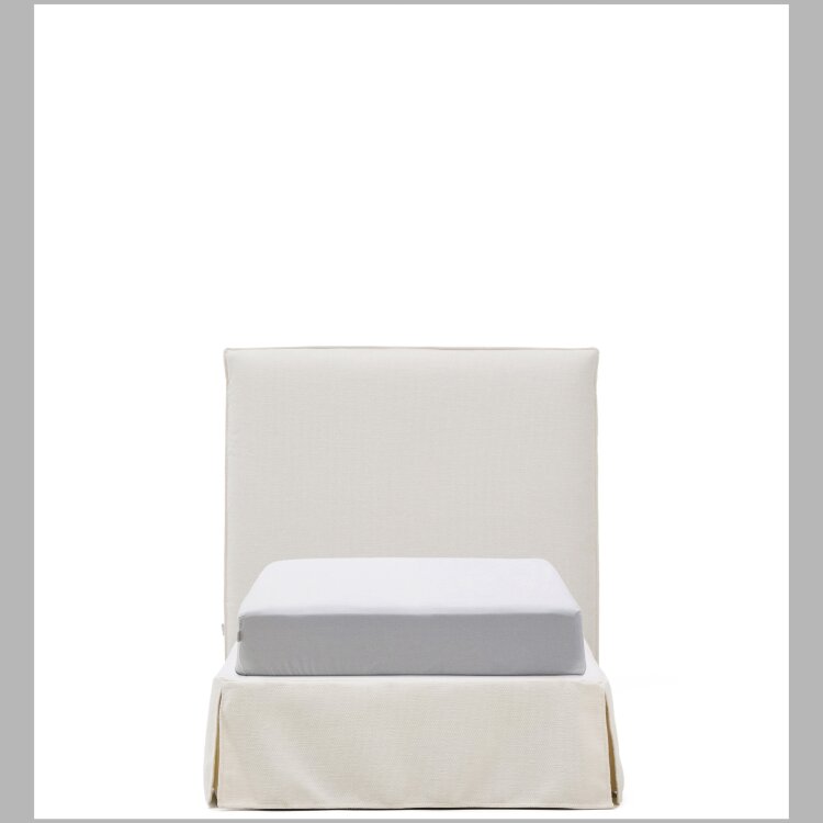 Кровать Jaira из белого шенилла со съемным чехлом для матраса 90x200