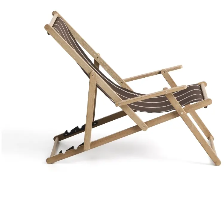 Складное уличное кресло Vilara коричнево-бежевое с каркасом из акации