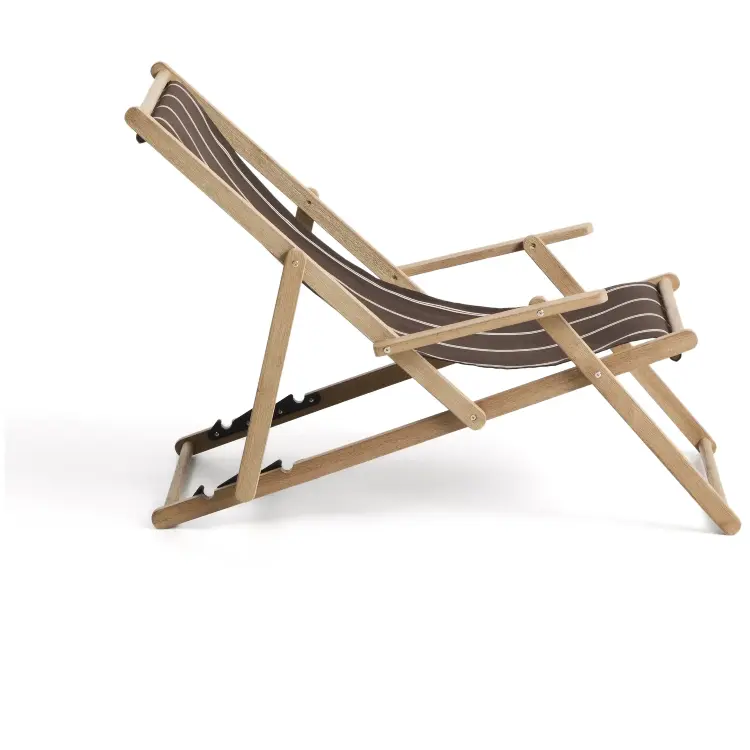 Складное уличное кресло Vilara коричнево-бежевое с каркасом из акации