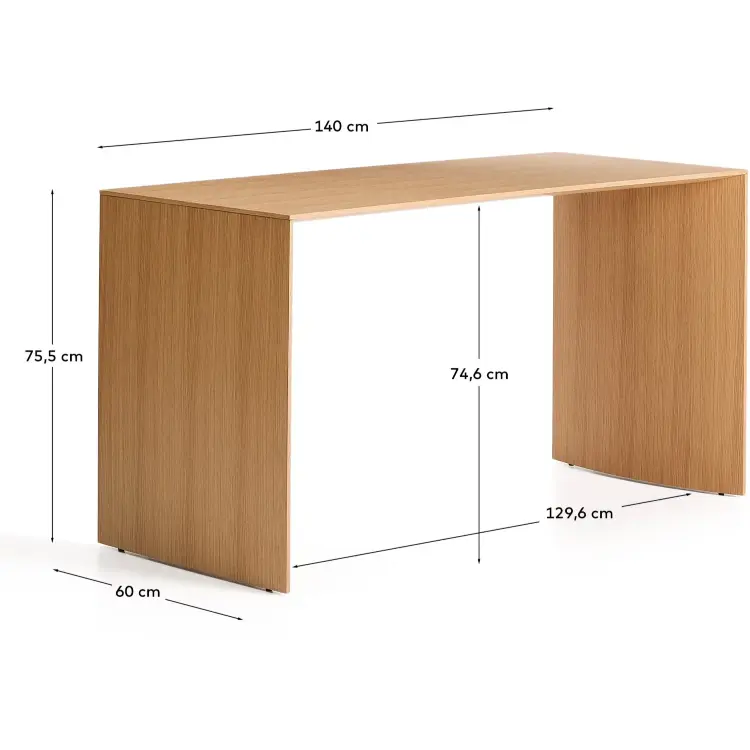Письменный стол из дубового шпона Litto, 140 x 60 см