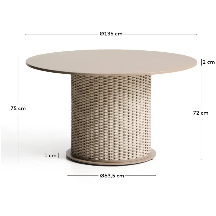 Уличный стол Sedalis цвета таупе из алюминия и веревки Ø135 см