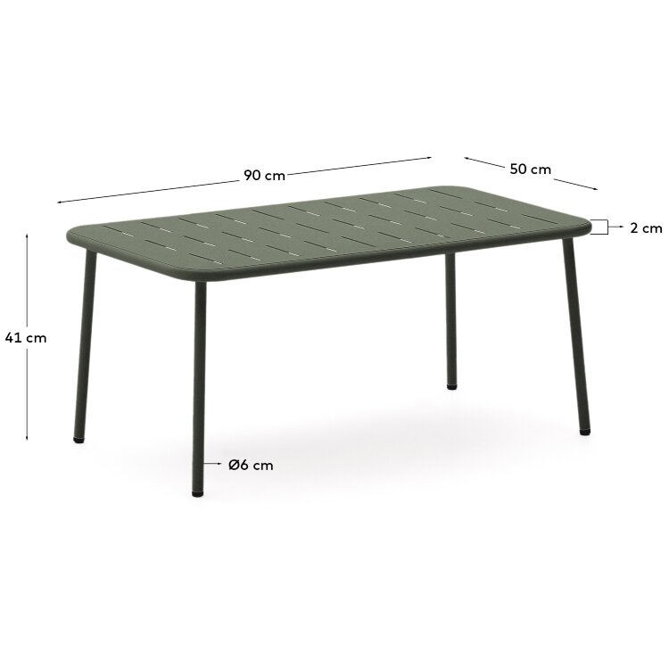 Уличный журнальный столик Zivia из стали зелёного цвета 90 x 50 см