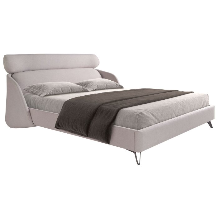 Кровать 7161/GC1725 из светло-серой ткани 180 x 200 см