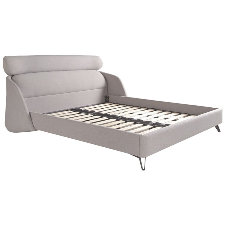 Кровать 7161/GC1725 из светло-серой ткани 180 x 200 см