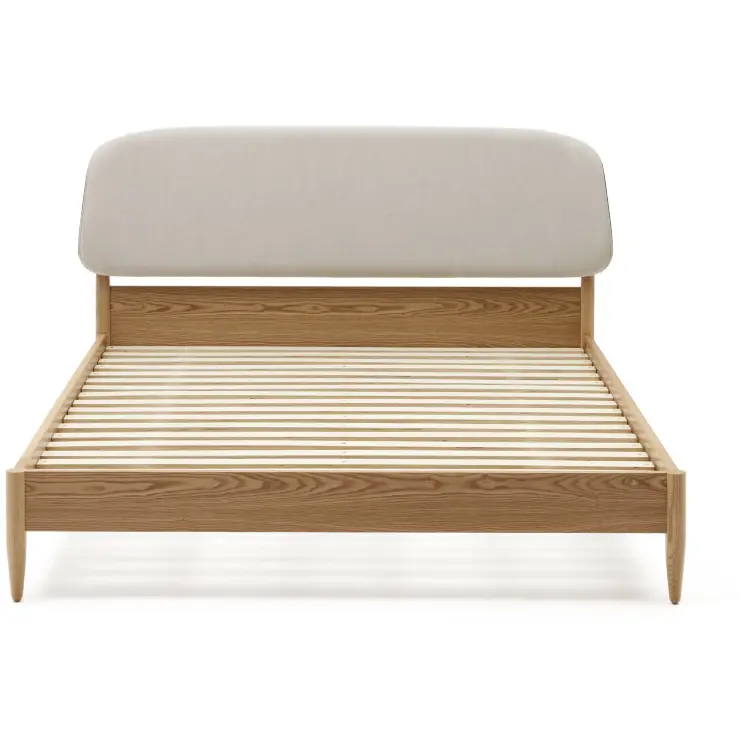 Octavia Кровать из ясеневой фанеры с белым мягким изголовьем 160 x 200 см