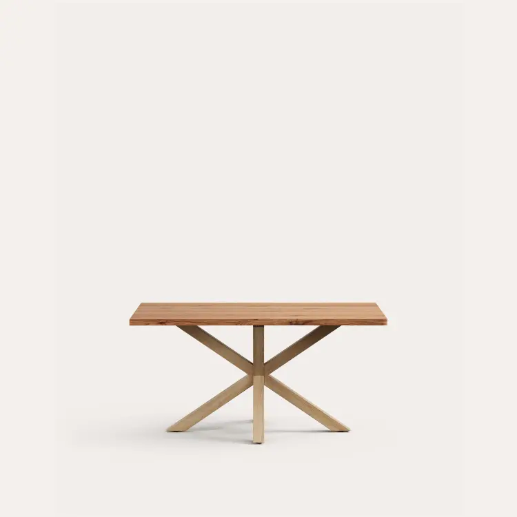 Стол Argo из дубового шпона в натуральной отделке и стальными ножками с имитацией дерева, 160 x 90 с