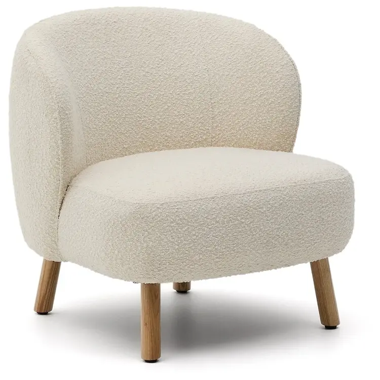 Кресло Ulit из белого букле с ножками из бука в натуральной отделке