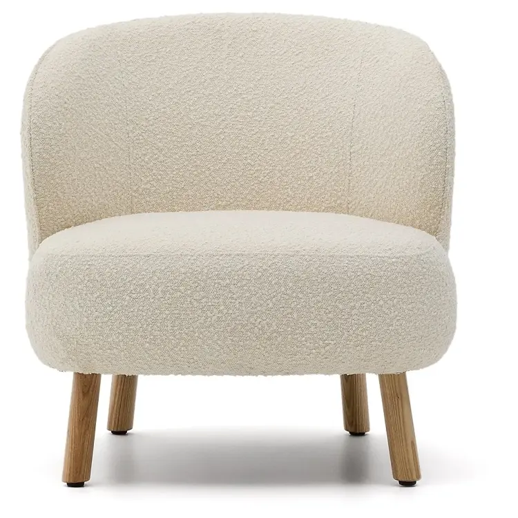 Кресло Ulit из белого букле с ножками из бука в натуральной отделке