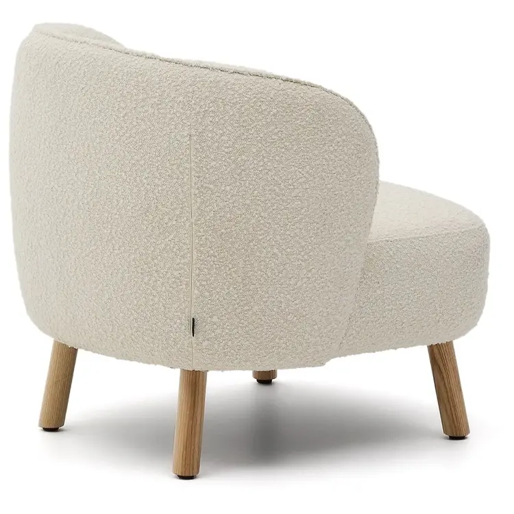 Кресло Ulit из белого букле с ножками из бука в натуральной отделке