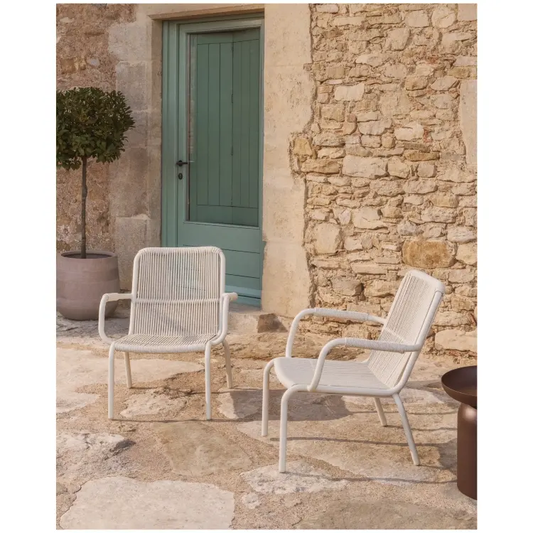 Уличное кресло Salis из алюминия цвета таупе и веревки