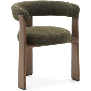 Granite Стул на 3 ножках из зеленого шенилла и массива ясеня в отделке орех