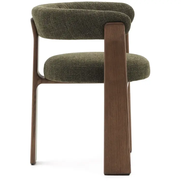 Granite Стул на 3 ножках из зеленого шенилла и массива ясеня в отделке орех