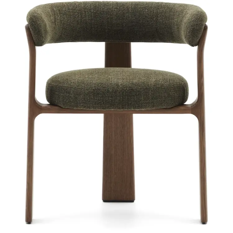 Granite Стул на 3 ножках из зеленого шенилла и массива ясеня в отделке орех