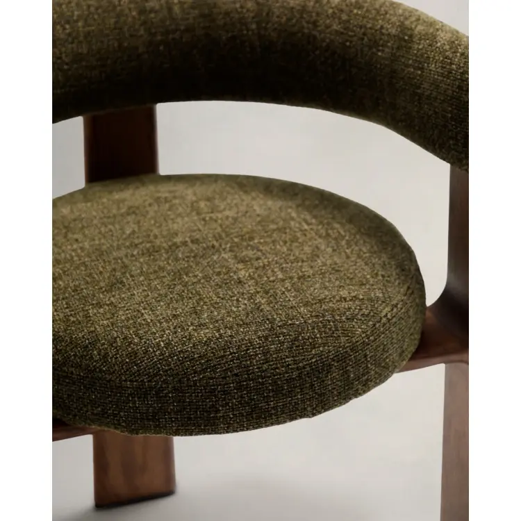 Granite Стул на 3 ножках из зеленого шенилла и массива ясеня в отделке орех