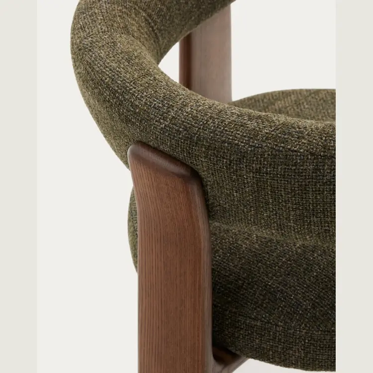 Granite Стул на 3 ножках из зеленого шенилла и массива ясеня в отделке орех