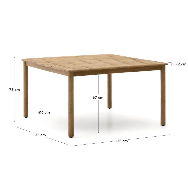 Уличный стол Sori из акации 135 x 135 см