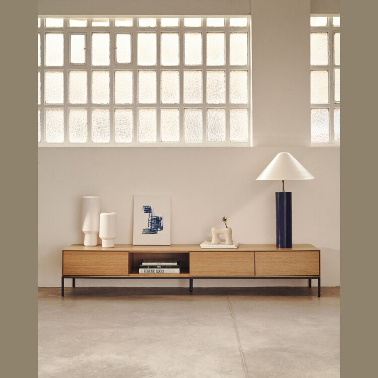 Vedrana Тумба под ТВ из дубового шпона со стальными ножками 195 x 35 см