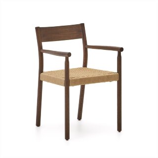 Yalia Стул из массива дуба с отделкой из ореха и сиденьем из 100% веревки