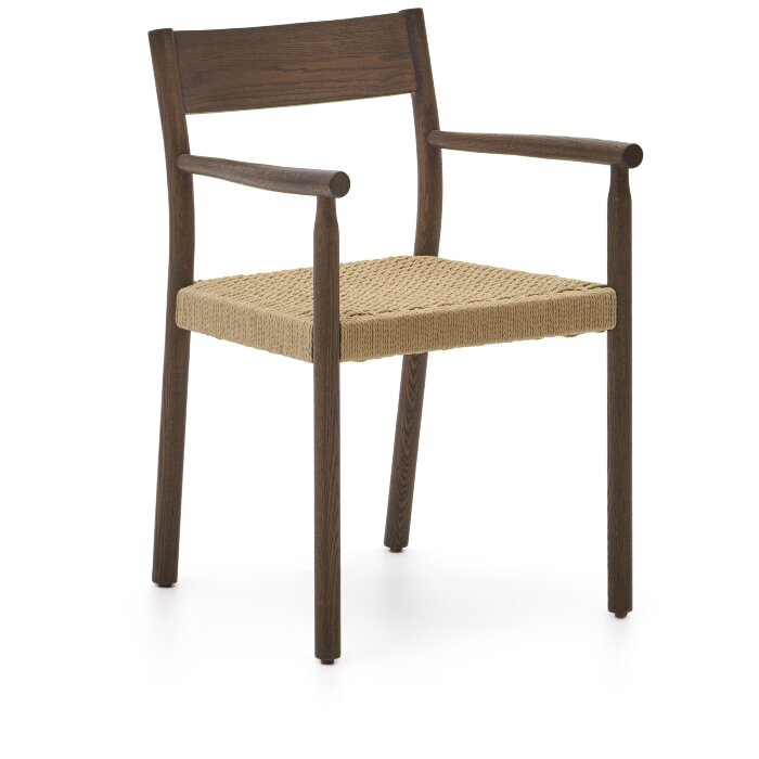 Yalia Стул из массива дуба с отделкой из ореха и сиденьем из 100% веревки