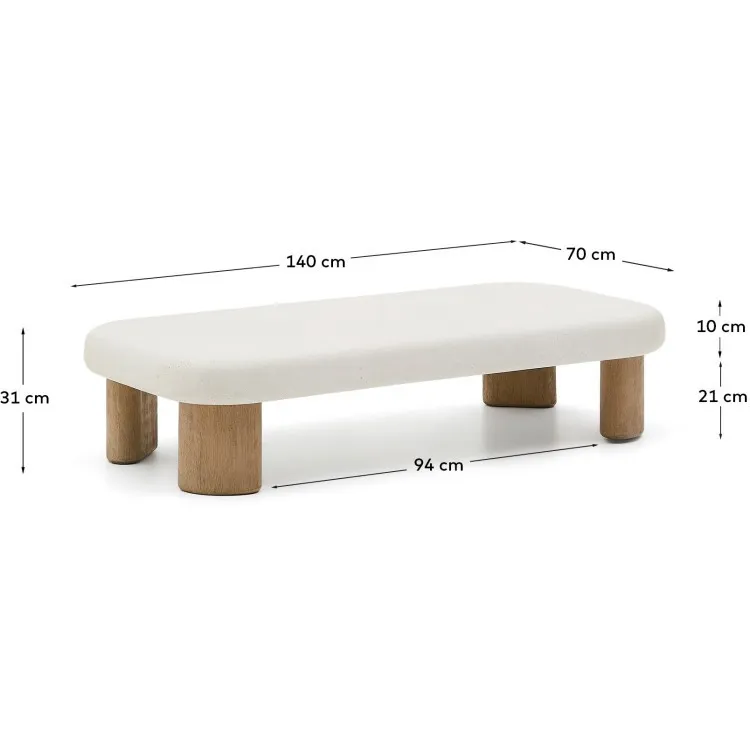 Журнальный столик Labra из цемента и акации 140 x 70 см