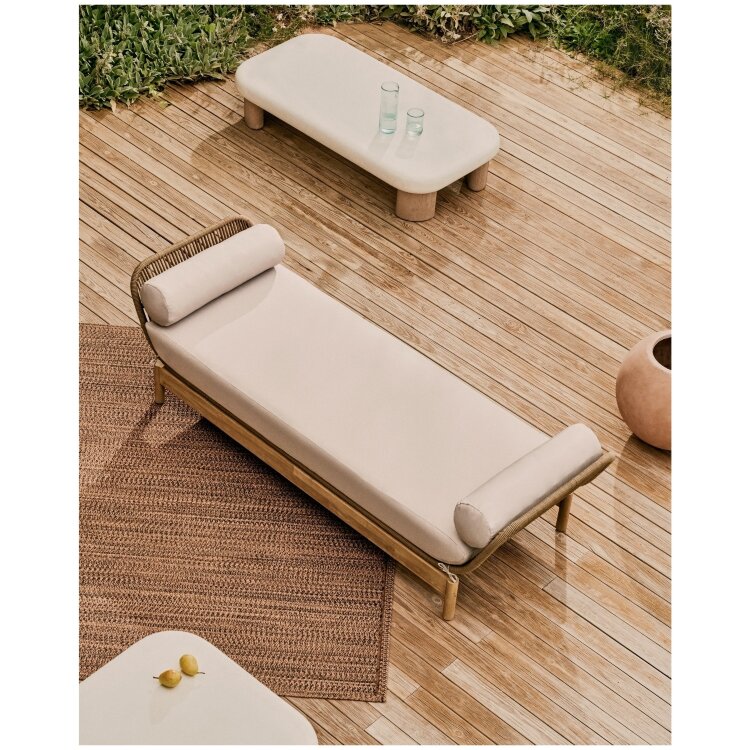 Журнальный столик Labra из цемента и акации 140 x 70 см