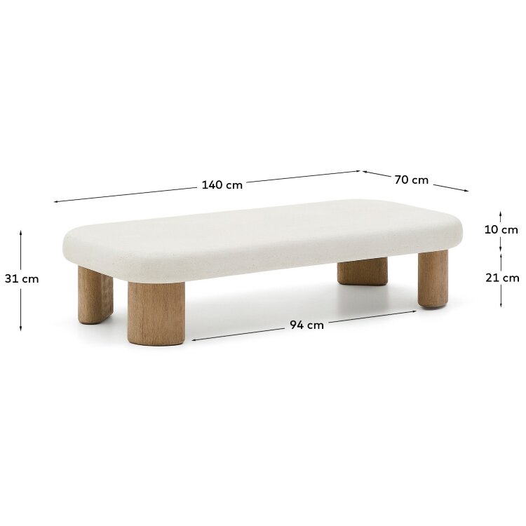 Журнальный столик Labra из цемента и акации 140 x 70 см