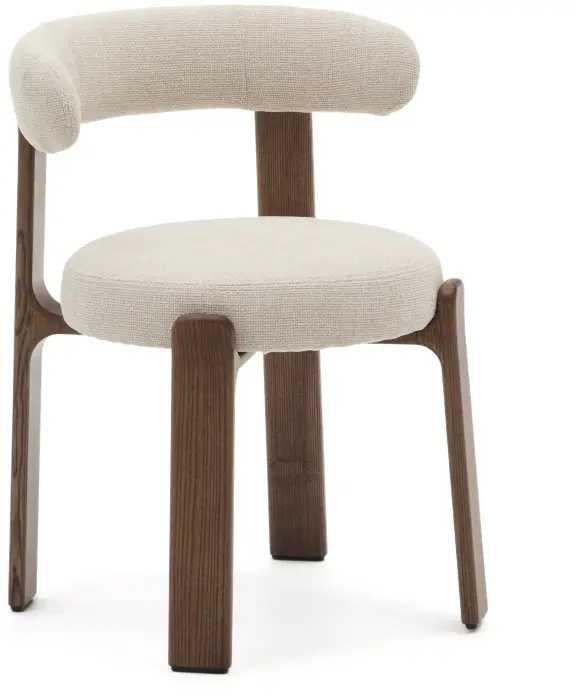 Granite Стул на 4 ножках из бежевого шенилла и массива ясеня в отделке орех