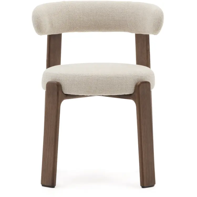 Granite Стул на 4 ножках из бежевого шенилла и массива ясеня в отделке орех