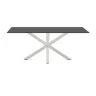 Argo Стол обеденный с белыми ножками из стали и столешницей из черного стекла 200x100