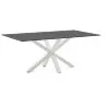 Argo Стол обеденный с белыми ножками из стали и столешницей из черного стекла 200x100