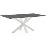 Argo Стол обеденный с белыми ножками из стали и столешницей из черного стекла 200x100