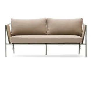 Уличный 2-х местный диван Zivia из веревки цвета экрю и стали зеленого цвета