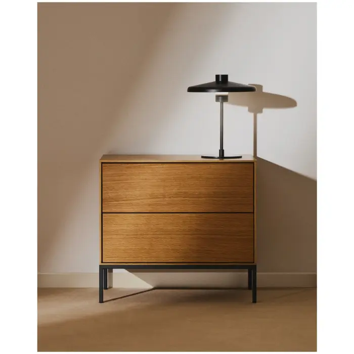 Vedrana Прикроватная тумба из дубового шпона со стальными ножками 60 x 55 см