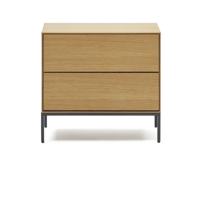 Vedrana Прикроватная тумба из дубового шпона со стальными ножками 60 x 55 см